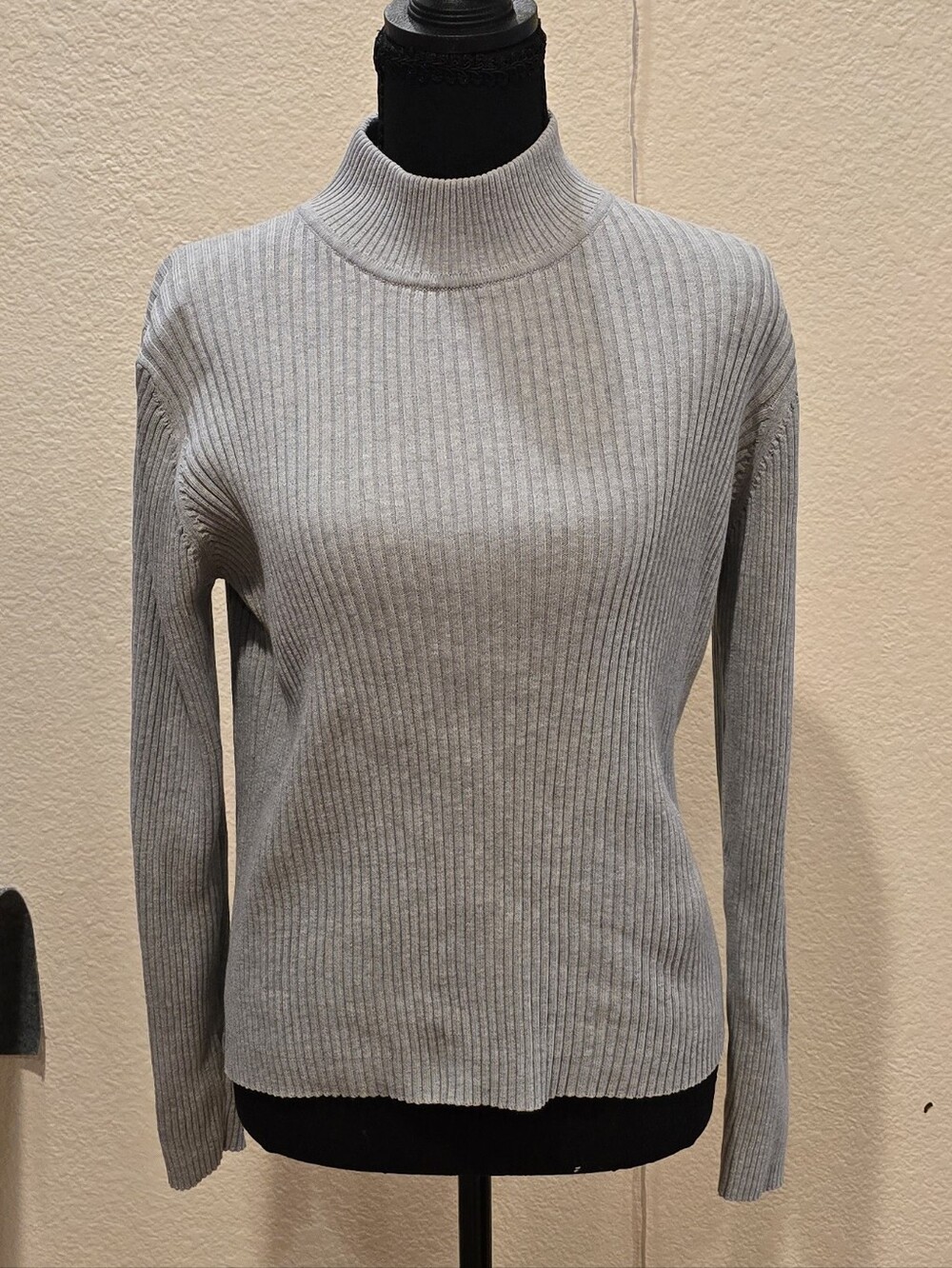 croft & barrow Light Gray Ribbed Mock Turtleneck Sweater